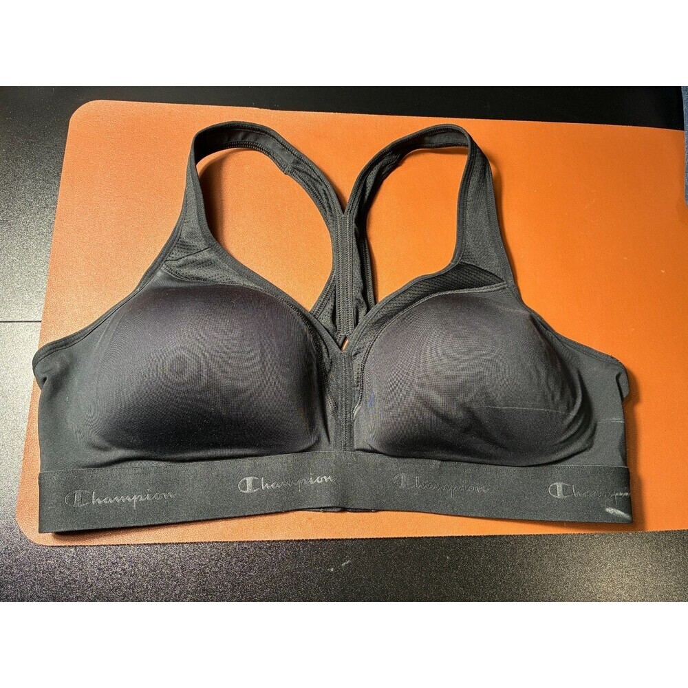 Champion Women's Black High Impact Padded Sports Bra with Racerback Straps M